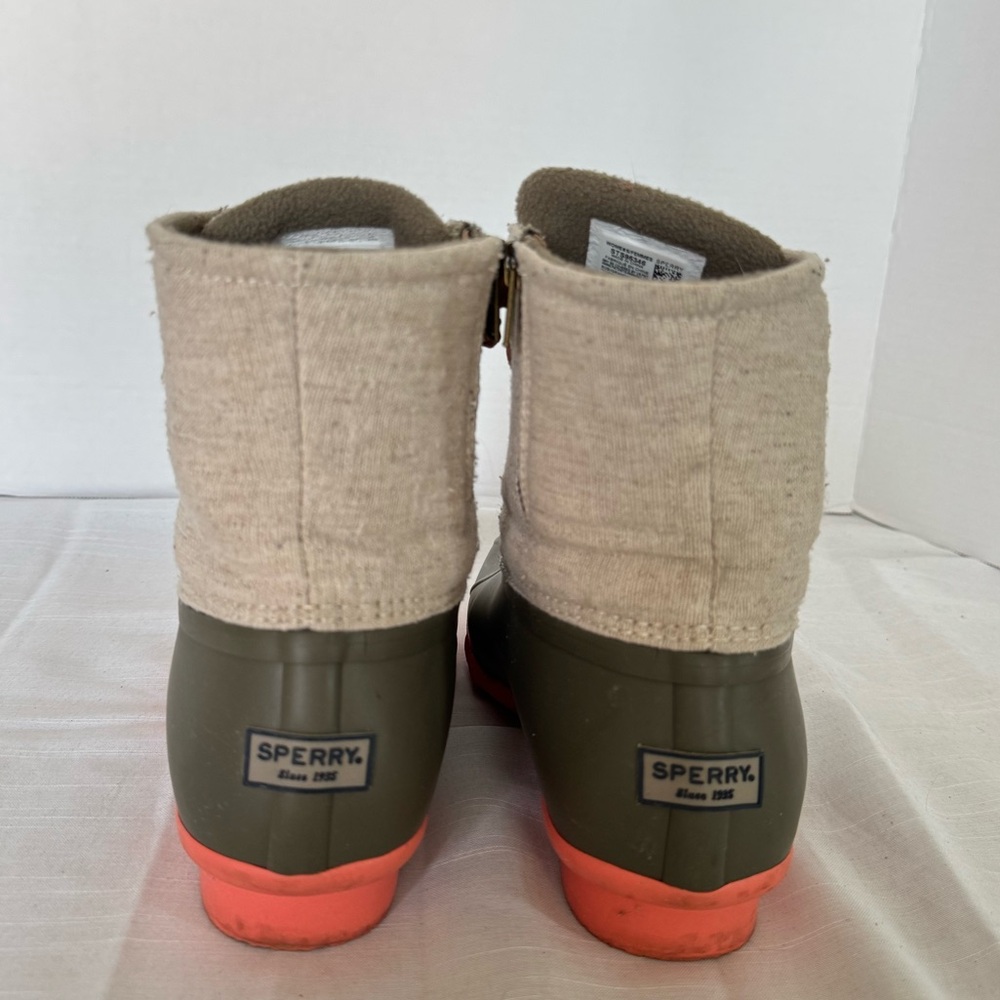 Sperry Duck Boots Orange Green Rain Winter Boots Womens Size 9.5 - Picture 6 of 11